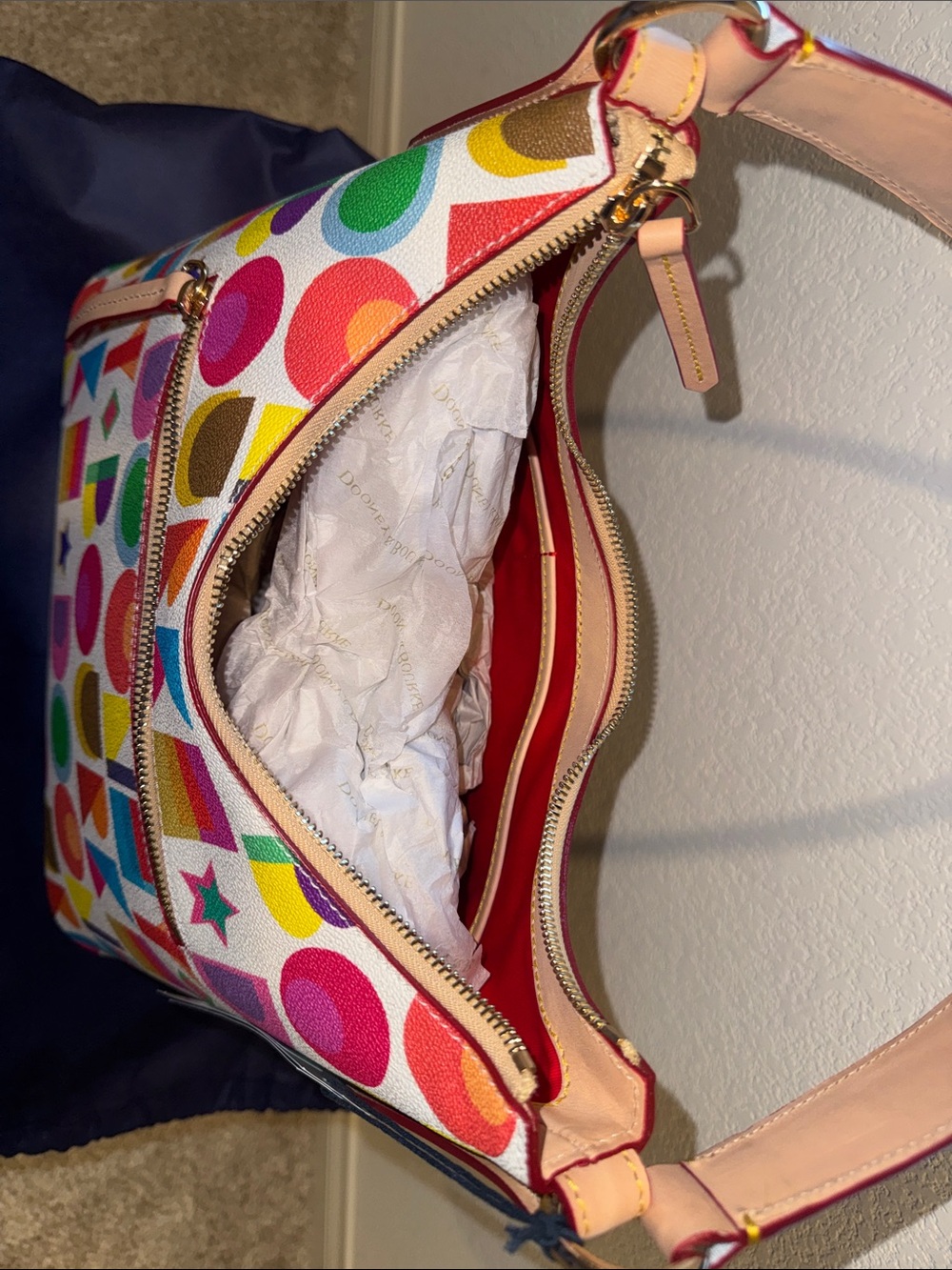 Dooney & Bourke Multicolor Logo Print Hobo Bag - Picture 7 of 17